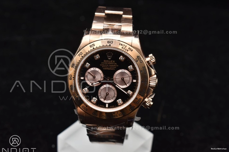 Daytona Best QF 783 126505 RG Edition on Braclet Black V 1:1 Breathable Diamonds RG SH4131 Dial 0816